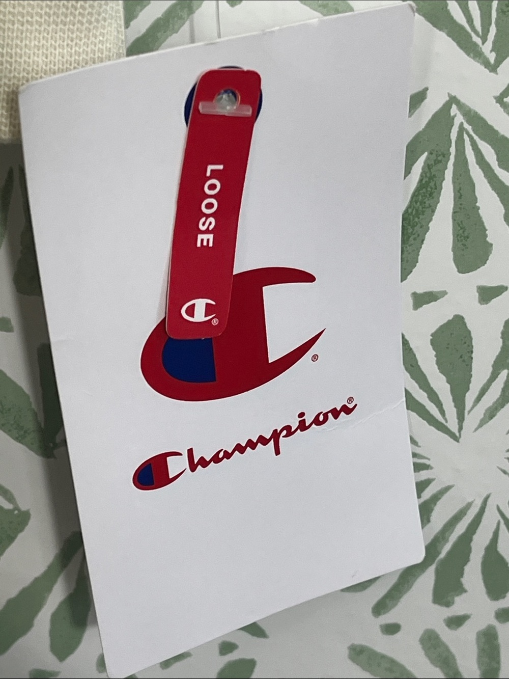 Champion Cream Crewneck Sweatshirt with Red & Blue Logo - Picture 7 of 10